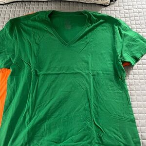 Polo by Ralph Lauren Green V-Neck Short Sleeve Tee with Orange Accent